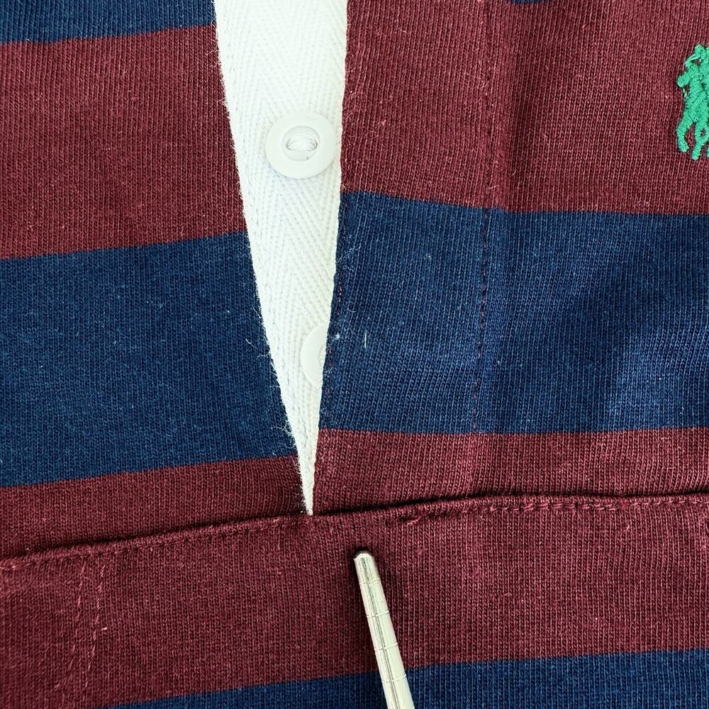 Ralph Lauren Baby Hoodie 6M Rugby Stripe Pullover Maroon Navy Gray Hood NWT - Picture 7 of 9